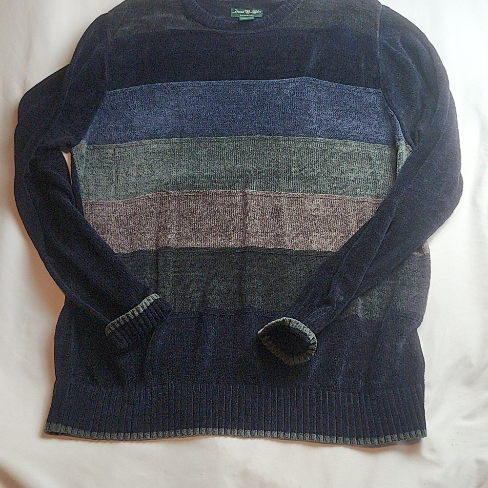 David Taylor Collection Crewneck Sweater Navy Colorblock Men's Size Large